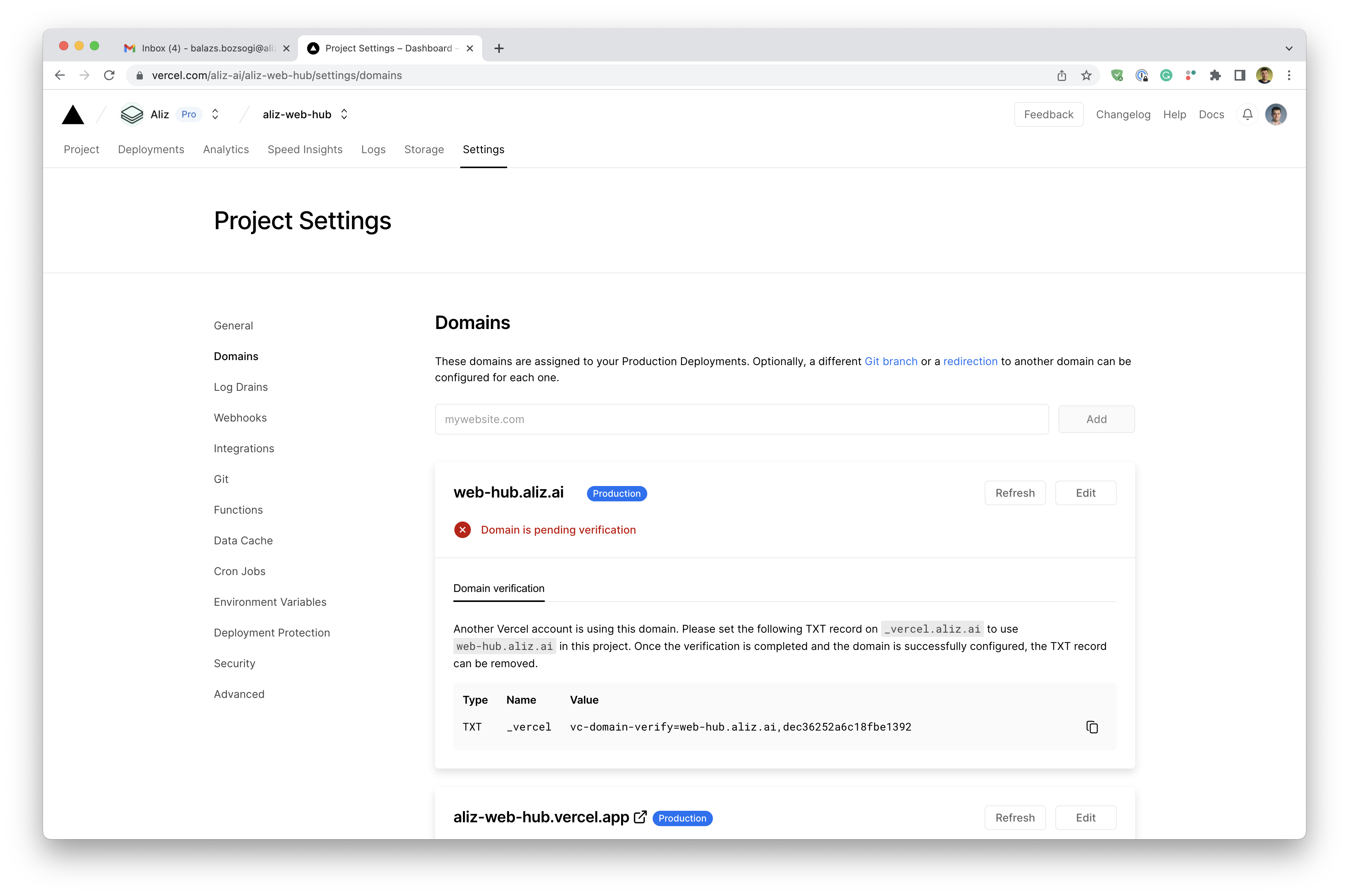 Project domain set